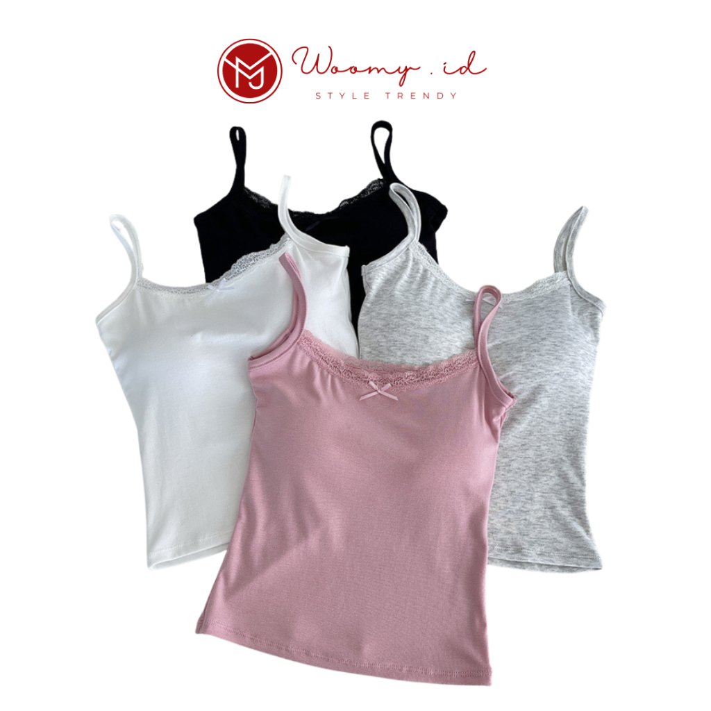 Woomy - BR776 Tank Top Bra Lace Knit Inner Cup Bra Wanita Tanktop Panjang Bra Wanita