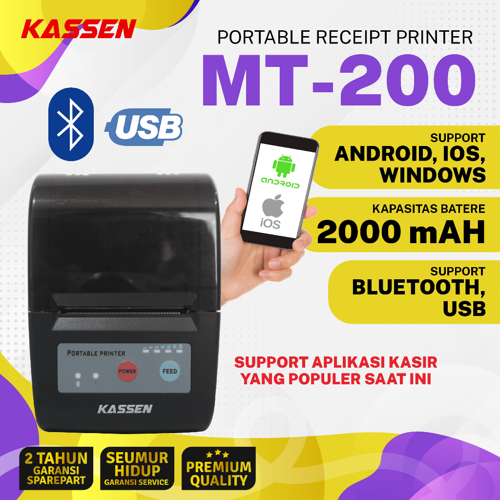 Printer Thermal Blutooth KASSEN MT200