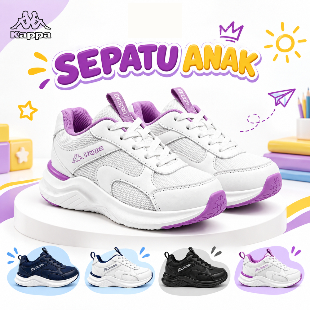 Kappa Sepatu Sneakers Anak Laki Laki & Perempuan Original / Sepatu Sekolah Olahraga Casual Anti Slip