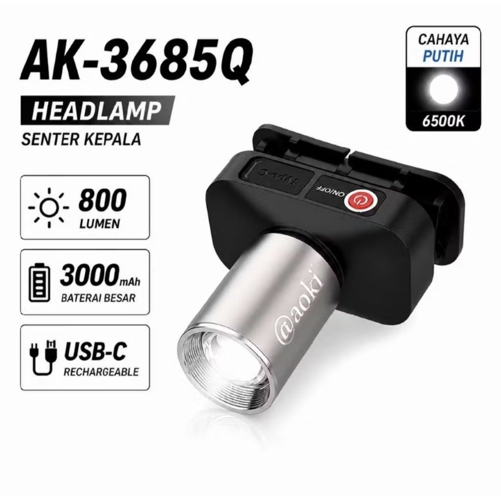Senter Kepala (Headlamp) AOKI AK-3685Q