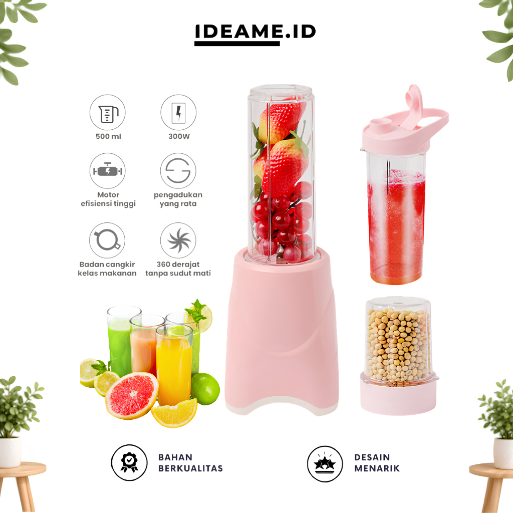 Ideame Blender Juicer mini 500ML /Juicer Multifungsi 4 Mata Pisau Kaca / Blender mini Milkshake / Bl