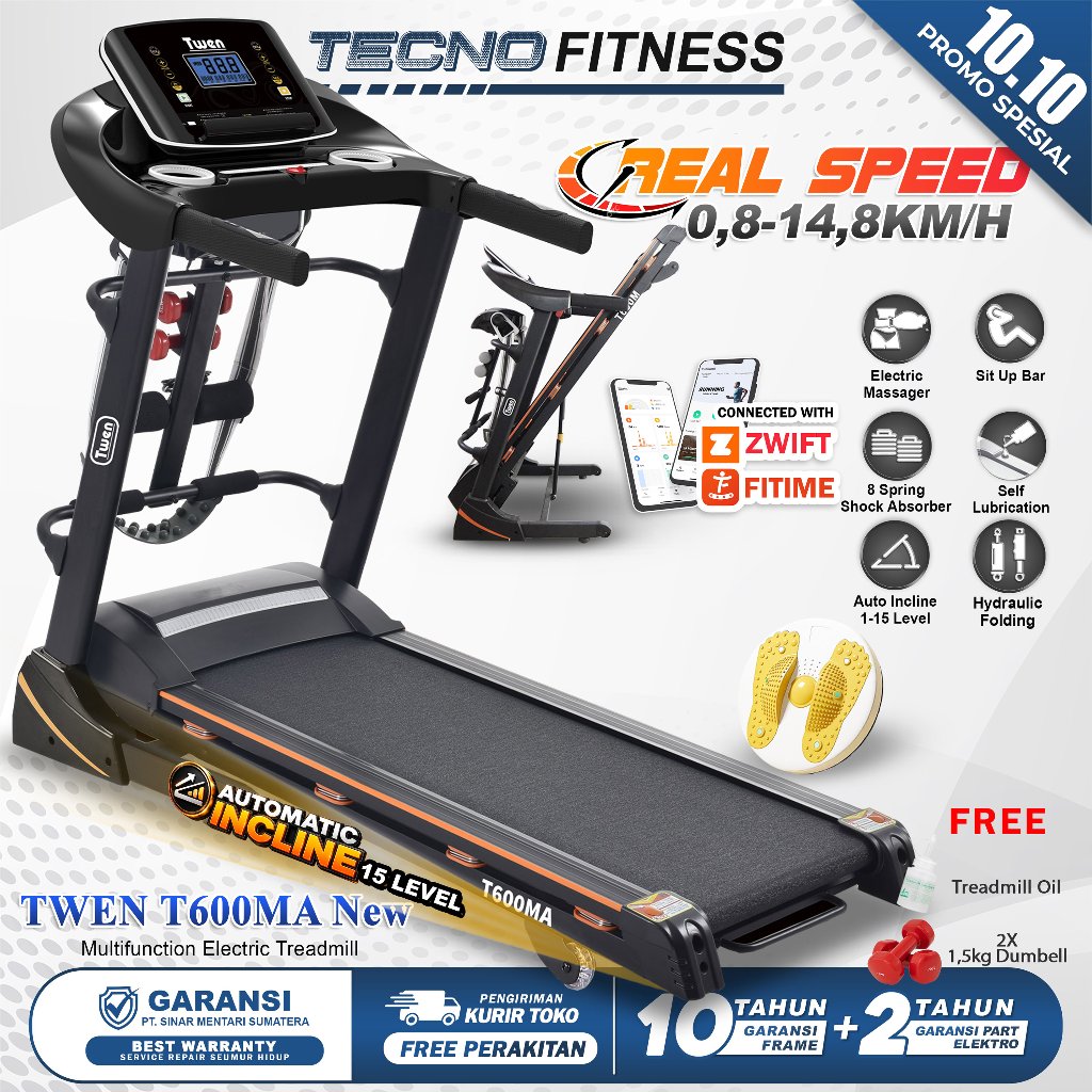 TWEN T600M T600MA series Treadmill Portable / Treadmill Electric Low Watt / Treadmill Elektrik Alat 