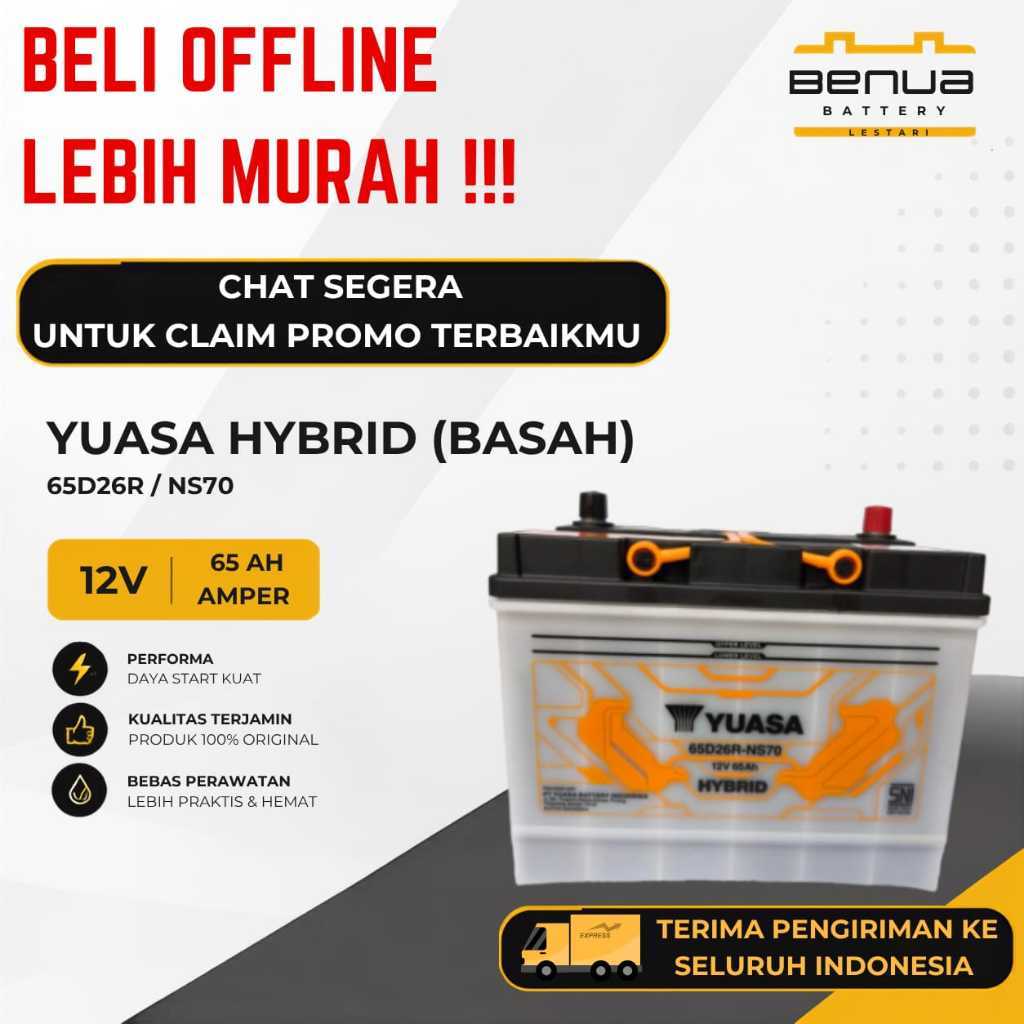 Aki Yuasa HYBRID BASAH 65D26R / Aki NS70 / Aki NS 70 / Aki Mobil 12V 65Ah Original Yuasa