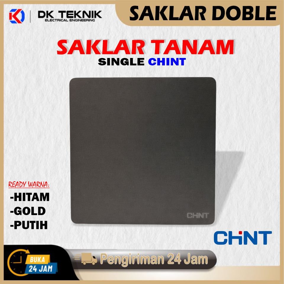 Saklar Tanam CHINT Single Saklar Warna Hitam, Putih, Gold