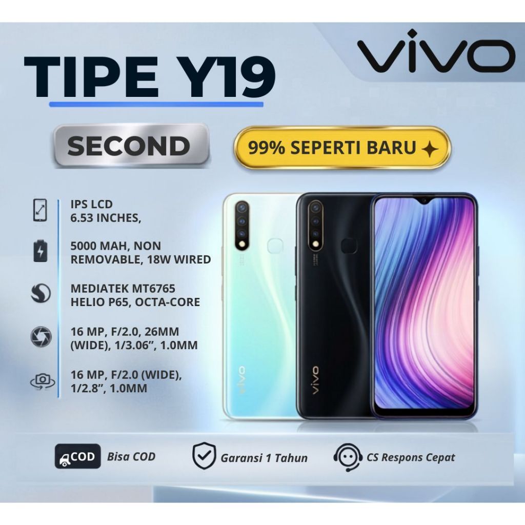 HP VIVO Y19 RAM 8/256GB 4G Smartphone SECOND 99% Like New Garansi 3 Bulan