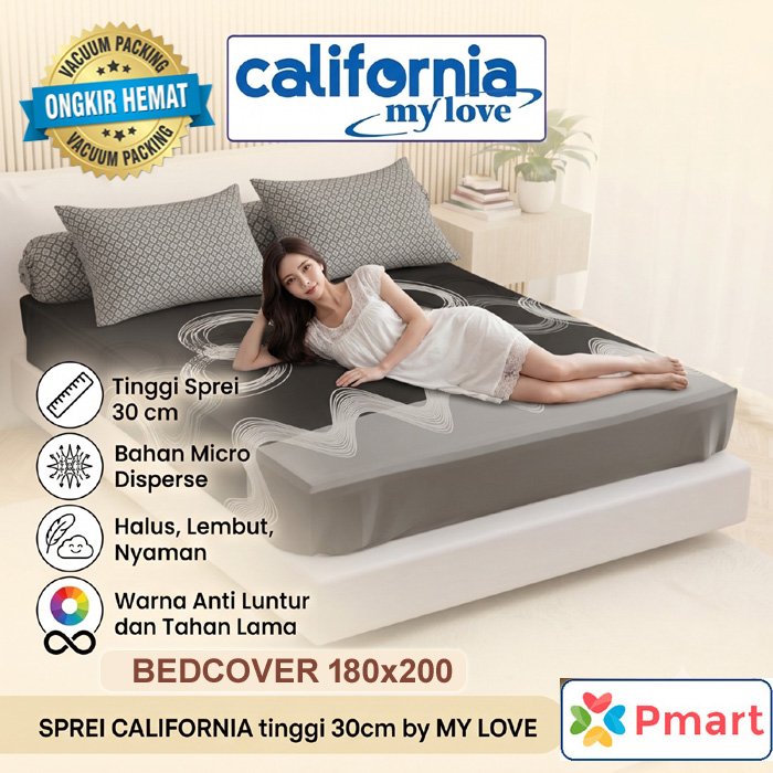 BEDCOVER CALIFORNIA 180x200 TINGGI 30 / BEDCOVER CALIFORNIA KING