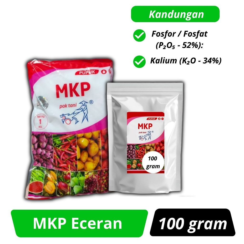Pupuk MKP Pak Tani Eceran 50gram/100 gram Fosfor P2O5 52% Kalium K2O 34%