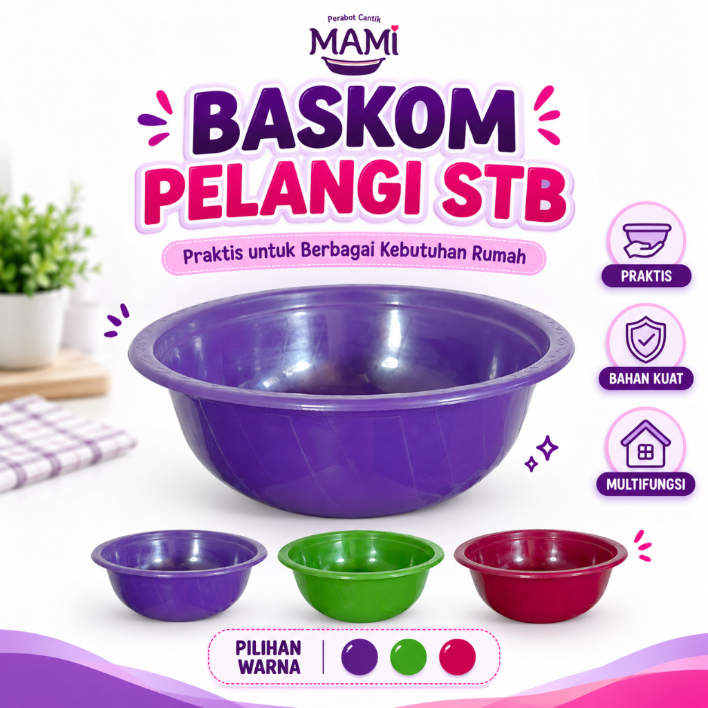 BASKOM PELANGI 12 STB / BASKOM PLASTIK MURAH/ BASKOM KECIL / BASKOM PLASTIK TEBAL / BASKOM SERBAGUNA