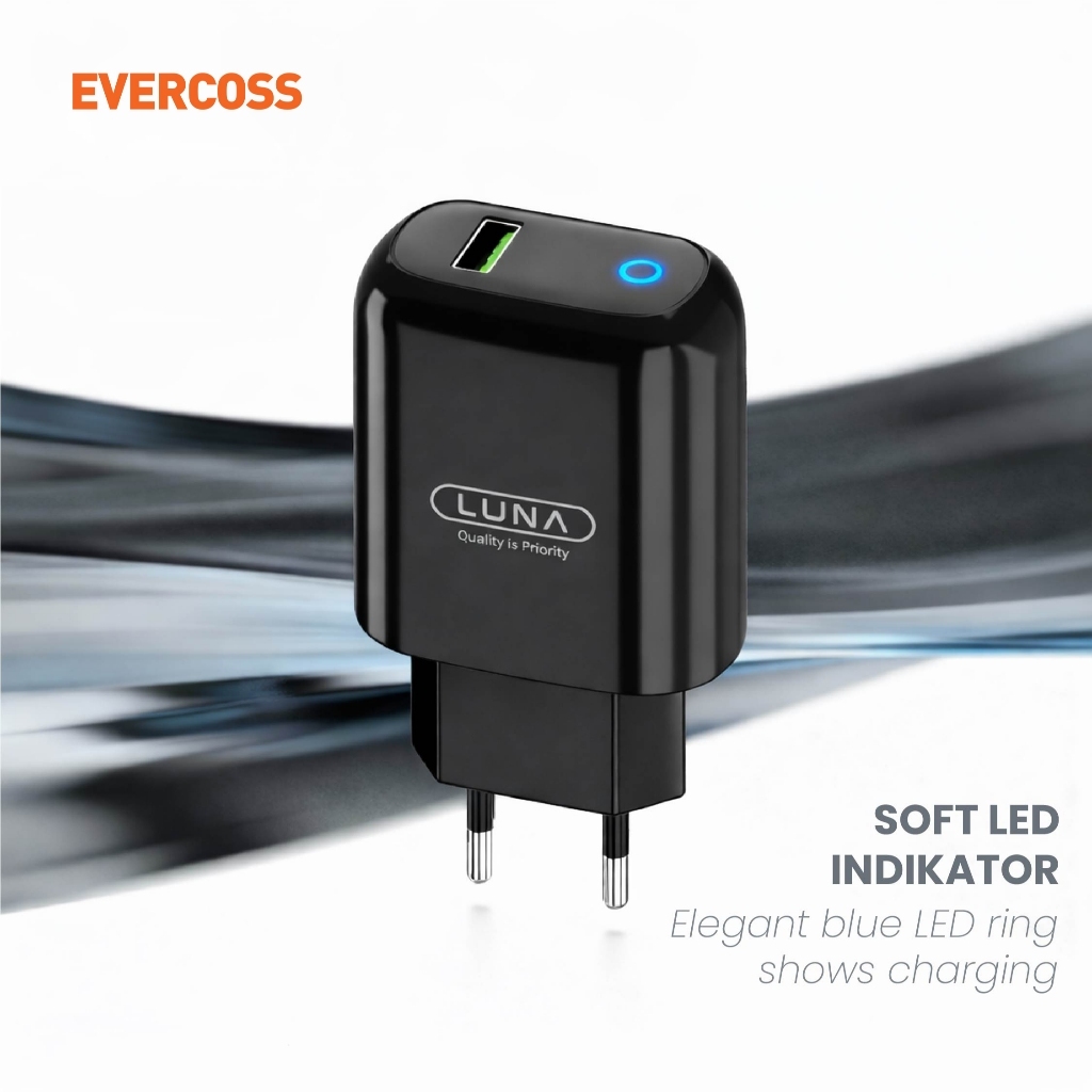 EVERCOSS X LUNA Adaptor Charger 25W Output - QC 3.0