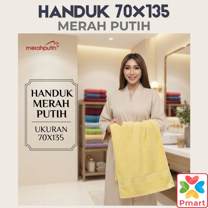 HANDUK MERAH PUTIH 70x135 / Handuk MP 70x135 / HANDUK DEWASA (Handuk 100% Katun 315gr)