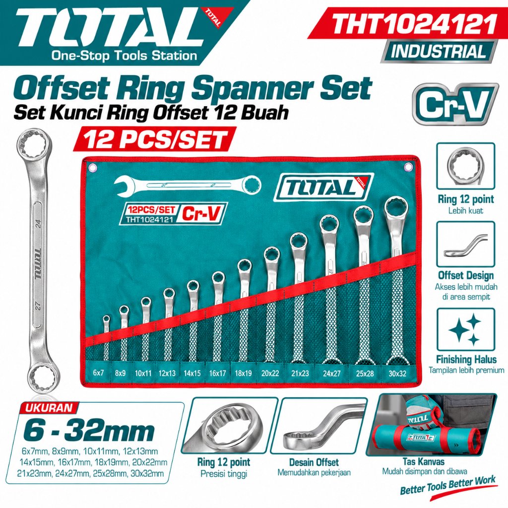 Kunci Ring Offset 12 Pcs/offset ring spanner set - THT1024121 TOTAL
