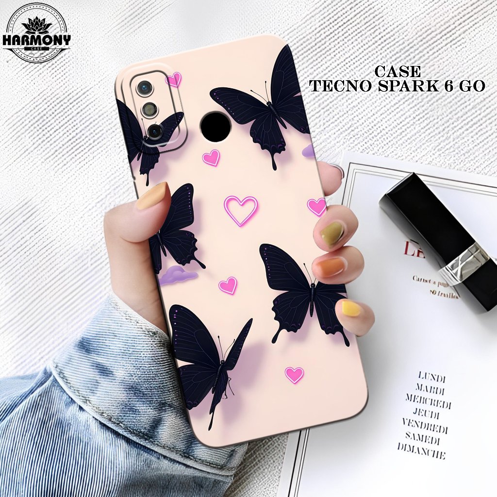 Case Tecno Spark 6 Go Terbaru- Fashion Case Kupu-Kupu - Softcase Tecno Spark 6 Go - Silikon Pro Came