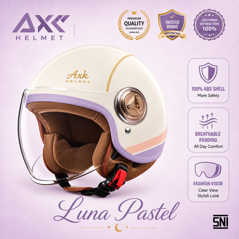 AXK Retro Helm Half Face -Helm Retro Modis Beragam Warna, Cocok untuk Pria & Wanita Dewasa, Original