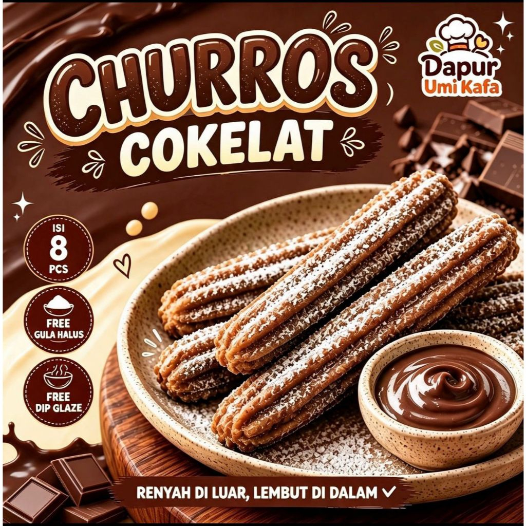 CHURROS FROZEN RASA COKELAT TINGGAL GORENG ISI 8 PCS