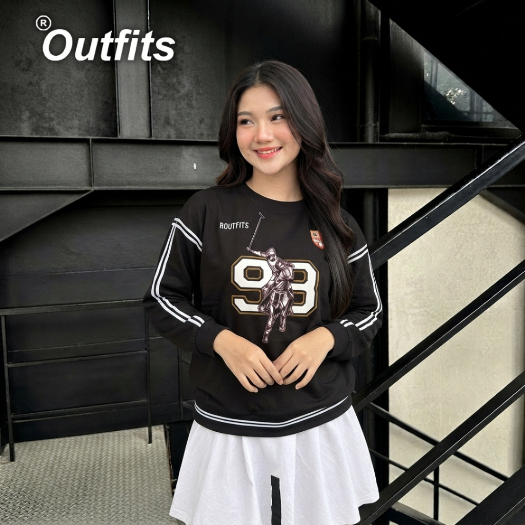 ROUTFITS - KAOS TSHIRT ATASAN WANITA HIGH SLIT BELAH SAMPING LENGAN PANJANG RIB WITH MOTIF JERSEY HO