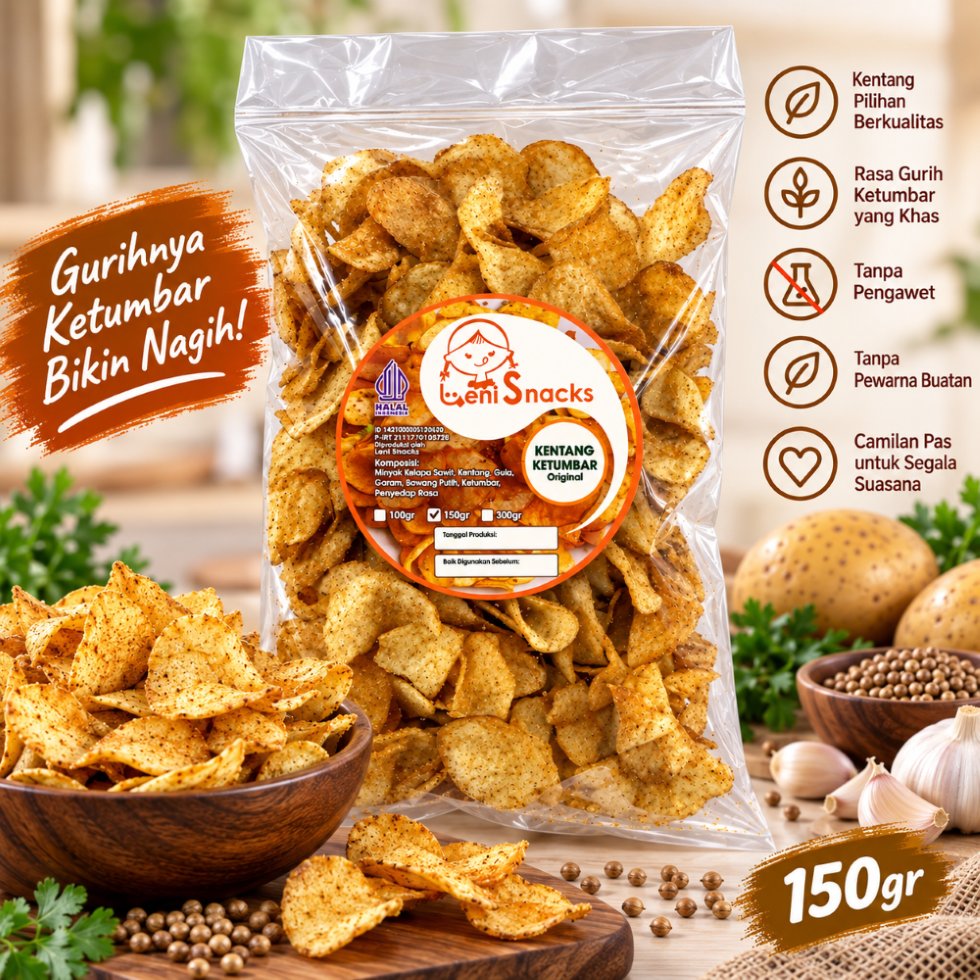 Leni Snacks Keripik Kentang Ketumbar Original 150gr