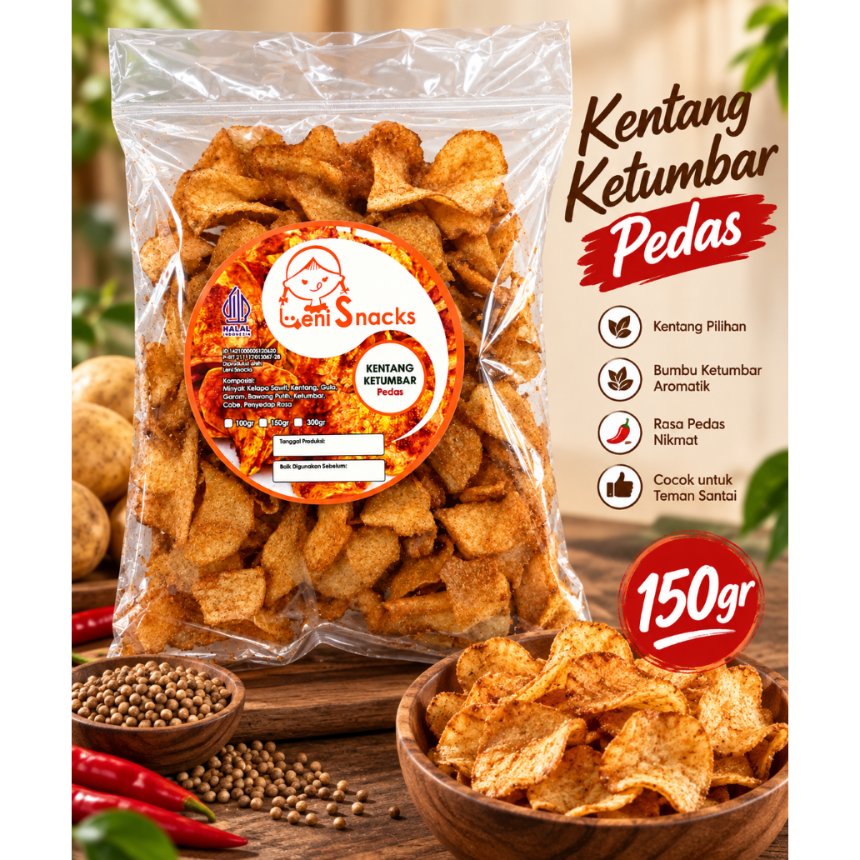 Leni Snacks Keripik Kentang Ketumbar Pedas 150gr