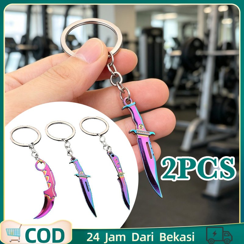 2Buah Ganci Tas Ransel Gantungan Kunci Karambit Mini Gantungan Kunci Valorant Aksesoris Gantungan Ku
