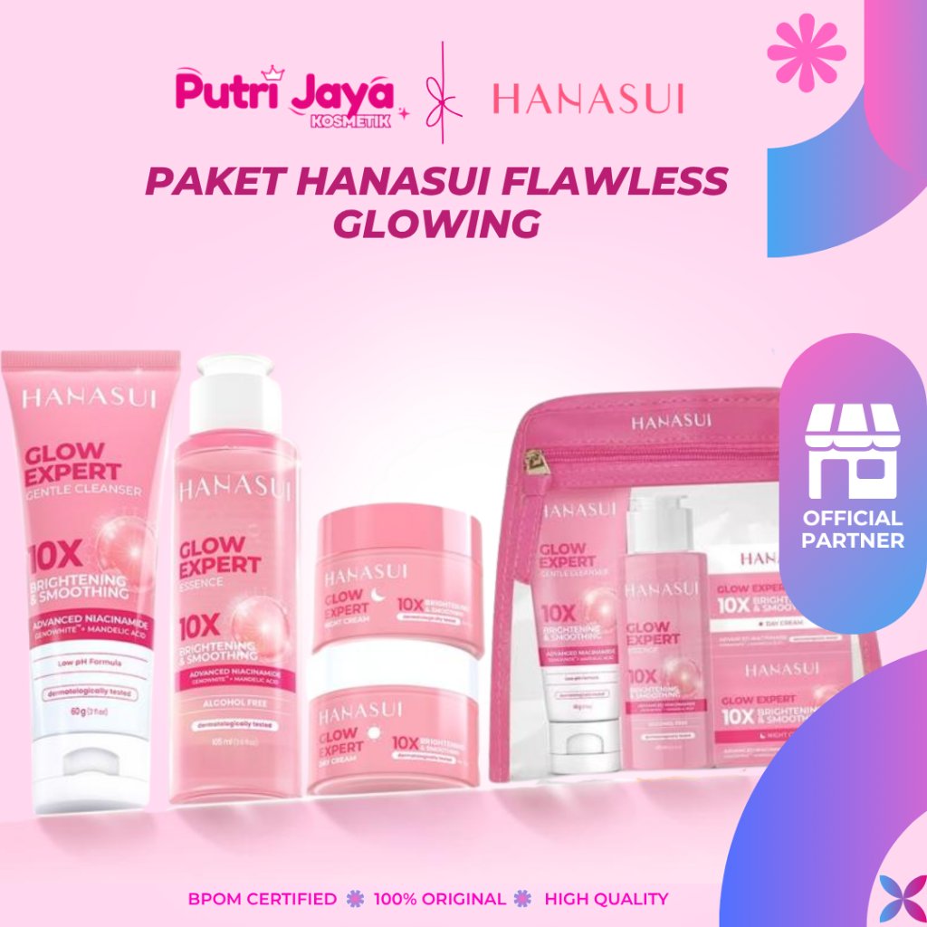 PAKET HANASUI FLAWLESS GLOWING 10 SKINCARE GLOWING SERUM POWER SERIES