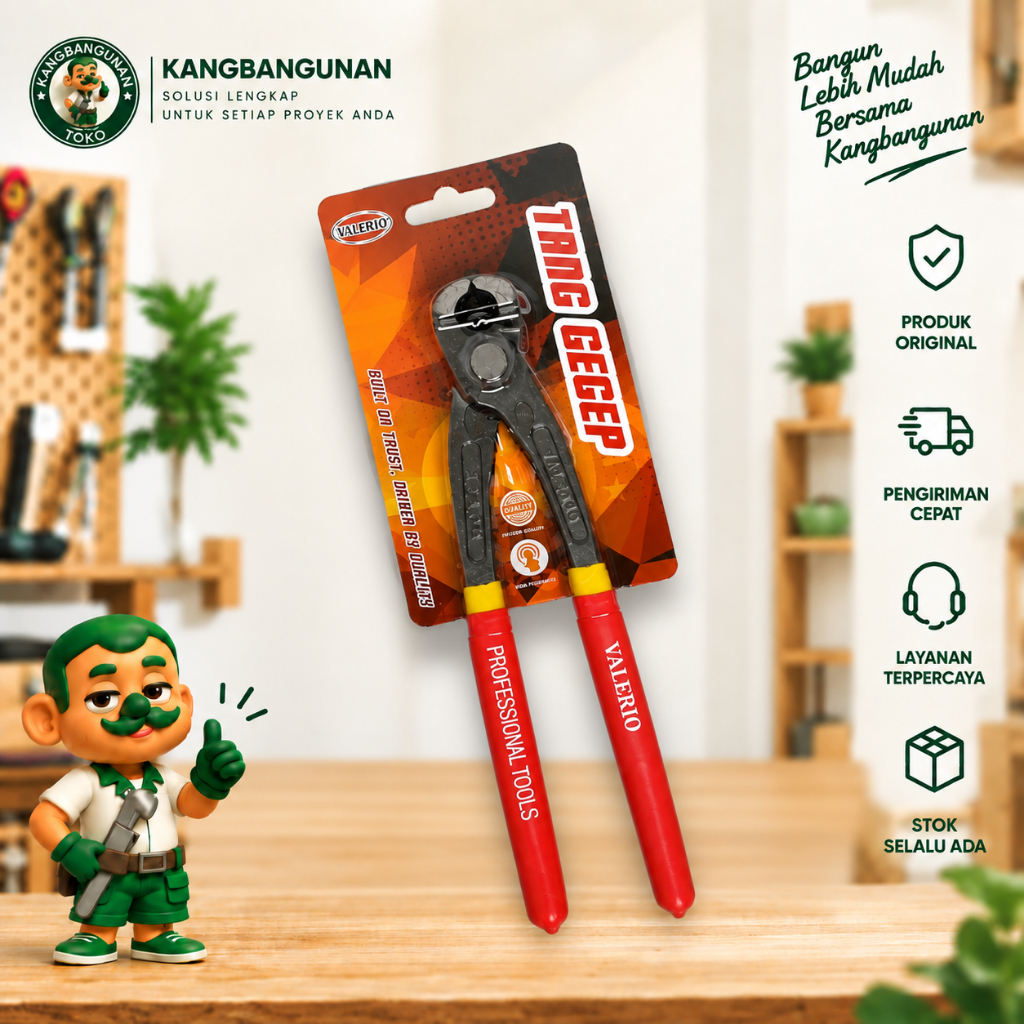 Valerio Tang Gegep 9 Inch TEKIRO High Carbon Steel dengan Gagang PVC Nyaman dan Mata Potong Special 