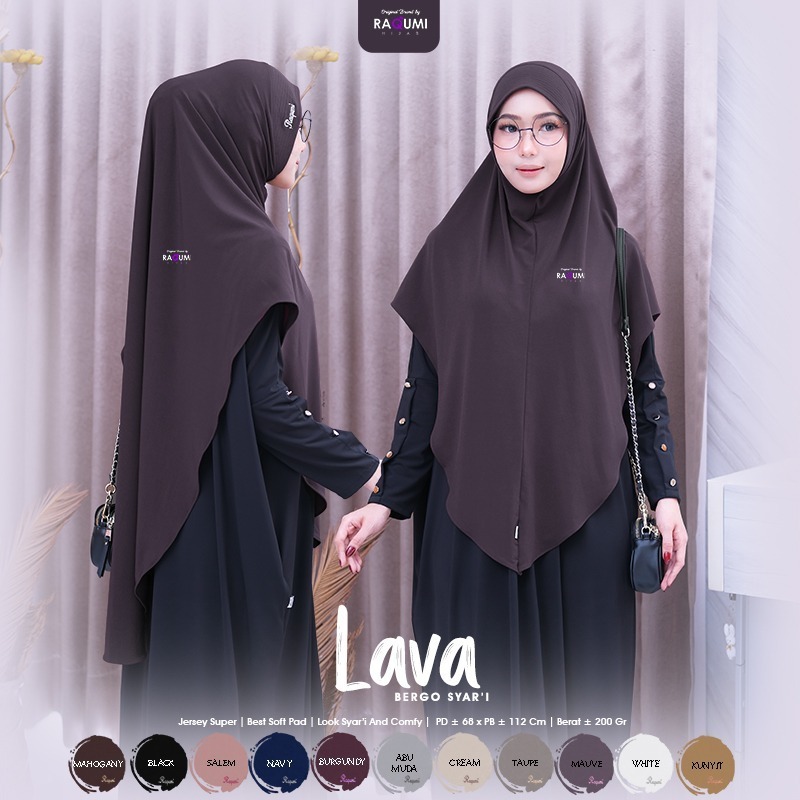 LAVA BERGO SYAR' I ORIGINAL BY RAQUMI HIJAB / HIJAB JERSEY PREMIUM JUMBO