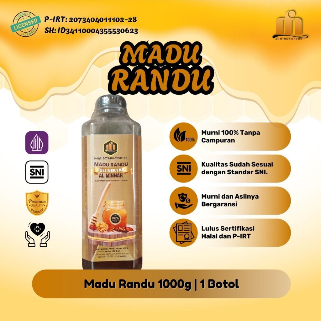 Madu Randu Murni Asli 100% Al Minnah 1000g 1 Botol