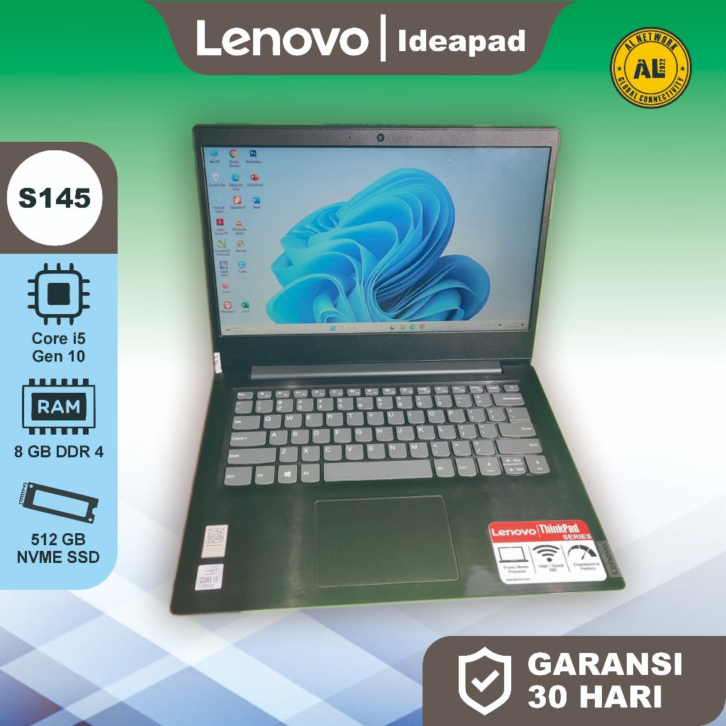Lenovo ideapad S145 Core i5 gen 10 Ram 8gb Ssd 512 gb Normal Siap Pakai
