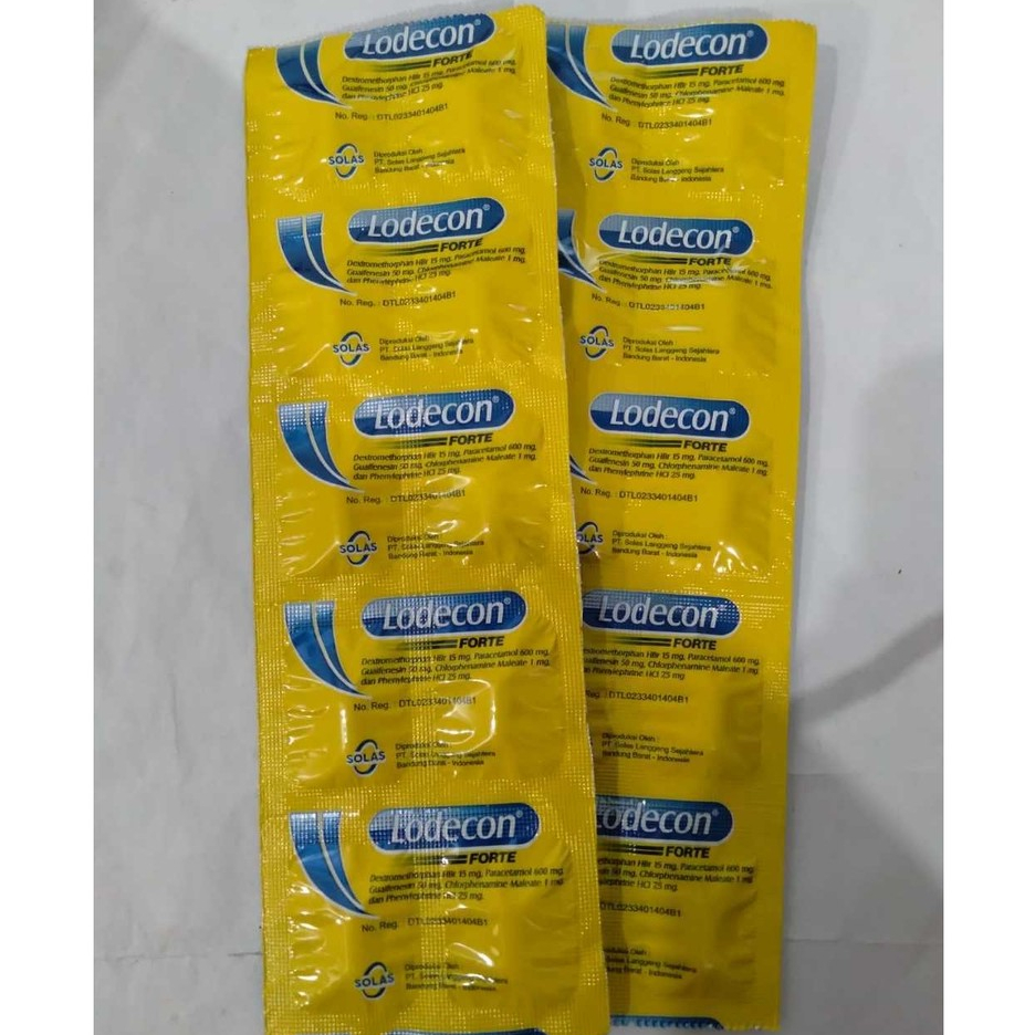 LODECON FORTE PER STRIP @ 10 TABLET - OBAT BATUK TABLET, EFEKTIF MEREDAKAN GEJALA FLU DAN BATUK, DEM