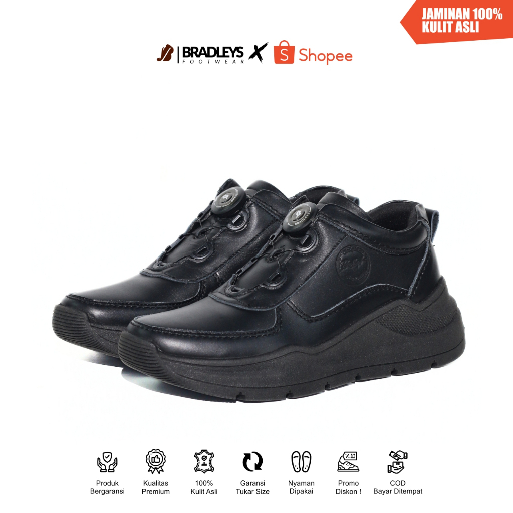 Bradleys Hero TP Black Emotion - Sepatu Kulit Casual Formal Pria Tali Putar