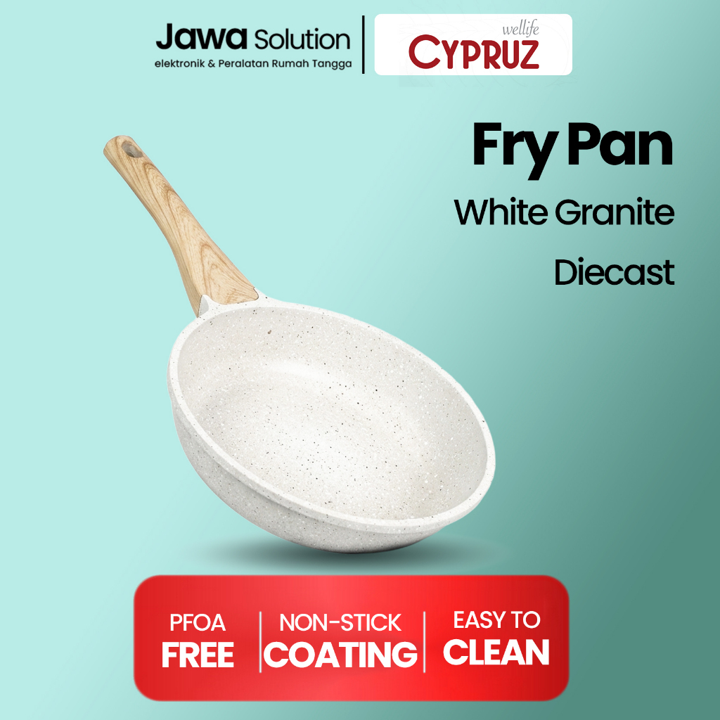 PANCI CYPRUZ Fry Pan White Granite DieCast Series - ANTI LENGKET ANTI GORES