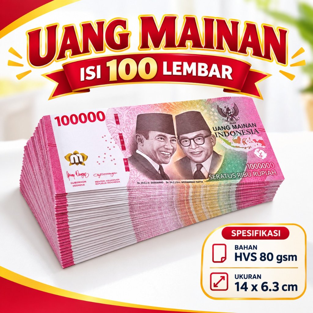 100 LEMBAR Mainan Uang Seri Baru Uang bucket seratus ribuan