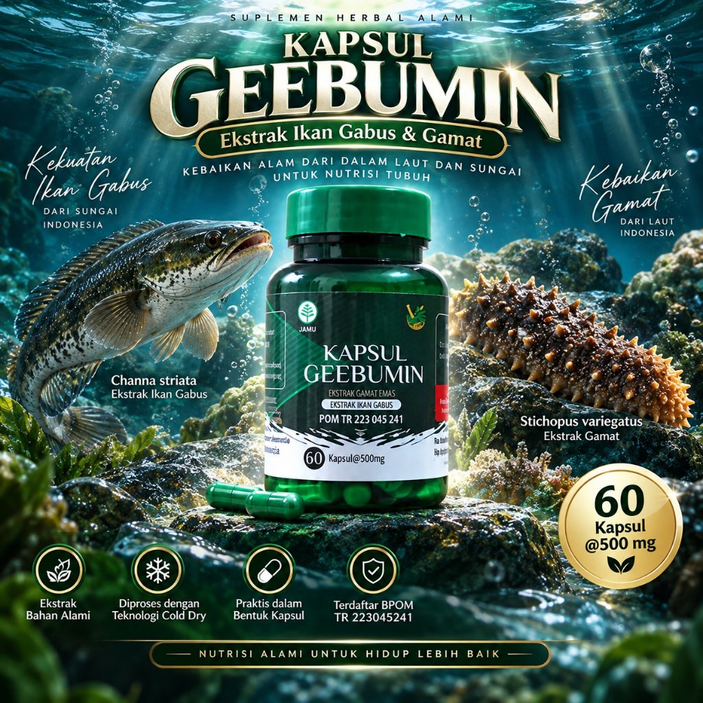 Kapsul Geebumin Ekstrak Ikan Gabus Channa Striata Gamat 60 Kapsul