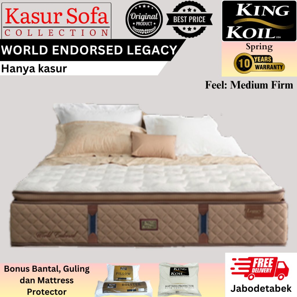 King Koil World Endorsed Legacy (Hanya Kasur)/Matrass/Mattress/Springbed KingKoil (Medium Firm)