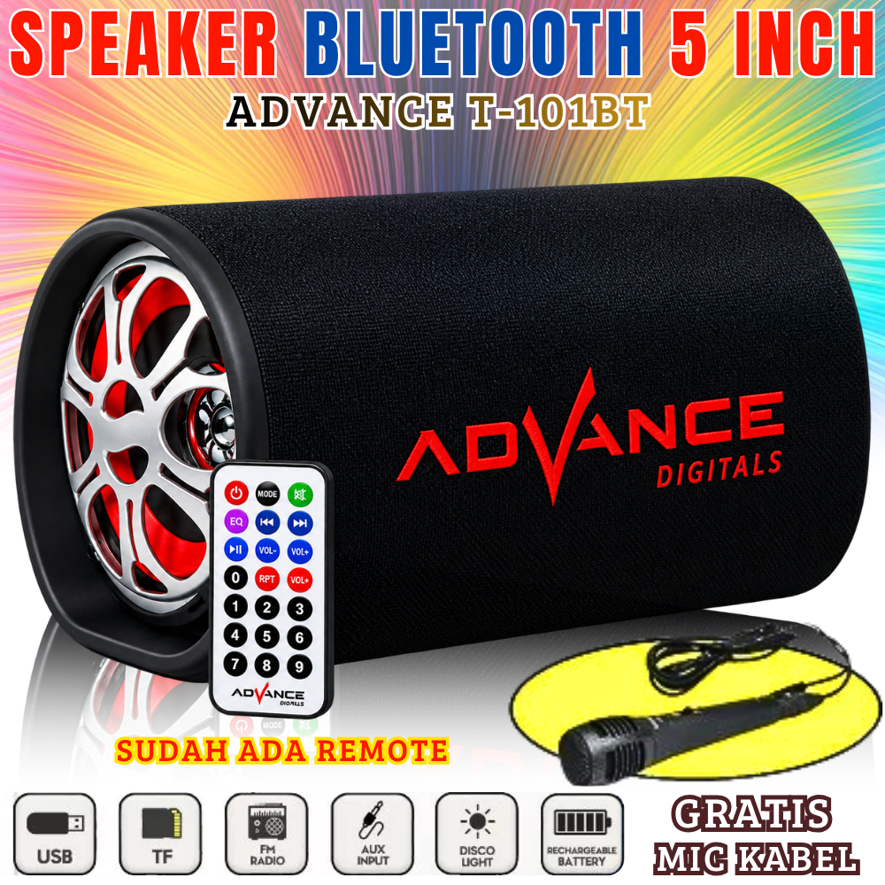 Gratis Mic Speaker Advance T-101bt [Karaoke/Bt/Usb/Tf/Fm/5 Inch/Remot] | Speaker Bluetooth/ Salon Ak