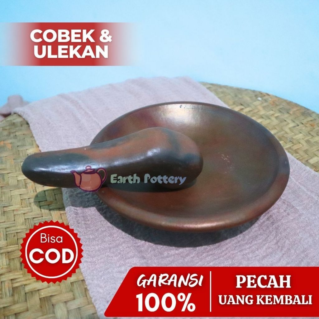 Cobek tanah liat / Piring Gerabah / Ulekan tanah liat
