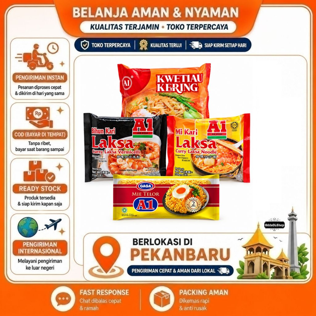 A1 Kwetiau Kering & Gaga Mie Telor / Mi Kari Laksa / Curry Laksa Noodle / Vermicelli / Mie Bihun A1