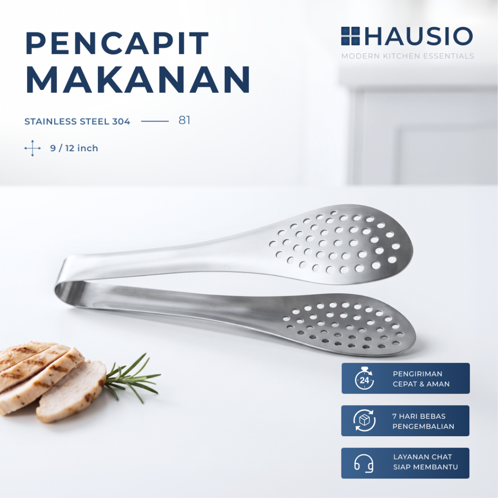 HAUSIO - Capitan Lubang Stainless Serbaguna Pencapit Makanan Gorengan SUS410 Kuat Anti Panas 81