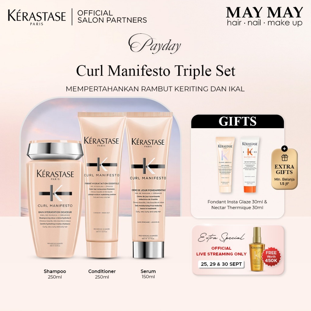 Kerastase Triple Care Curl Manifesto - Perawatan Rambut Keriting & Ikal