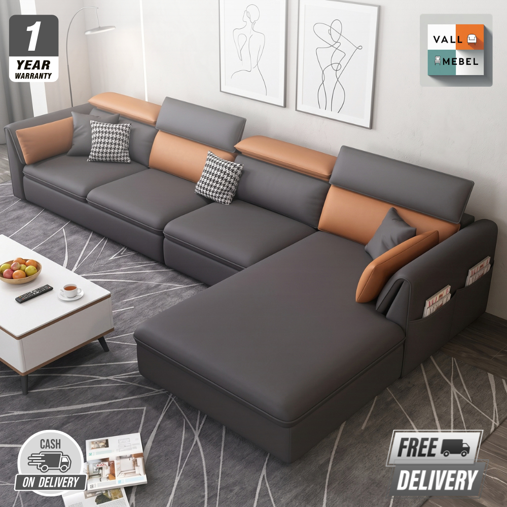 SOFA MINIMALIS L SHAPE - SOFA KULIT - SOFA MINIMALIS RUANG TAMU