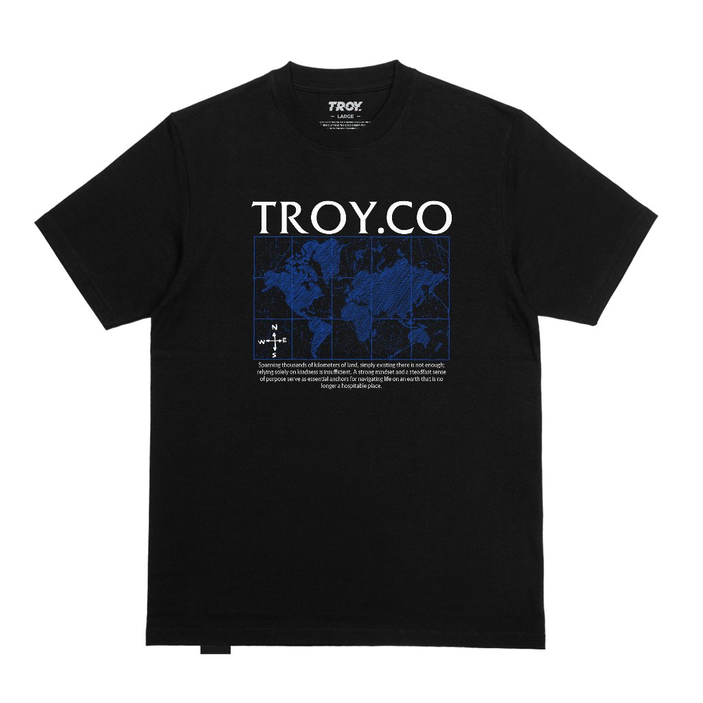 Troy Company T-Shirt Black Navigating - Kaos Pria Lengan Pendek Hitam MTD 3726