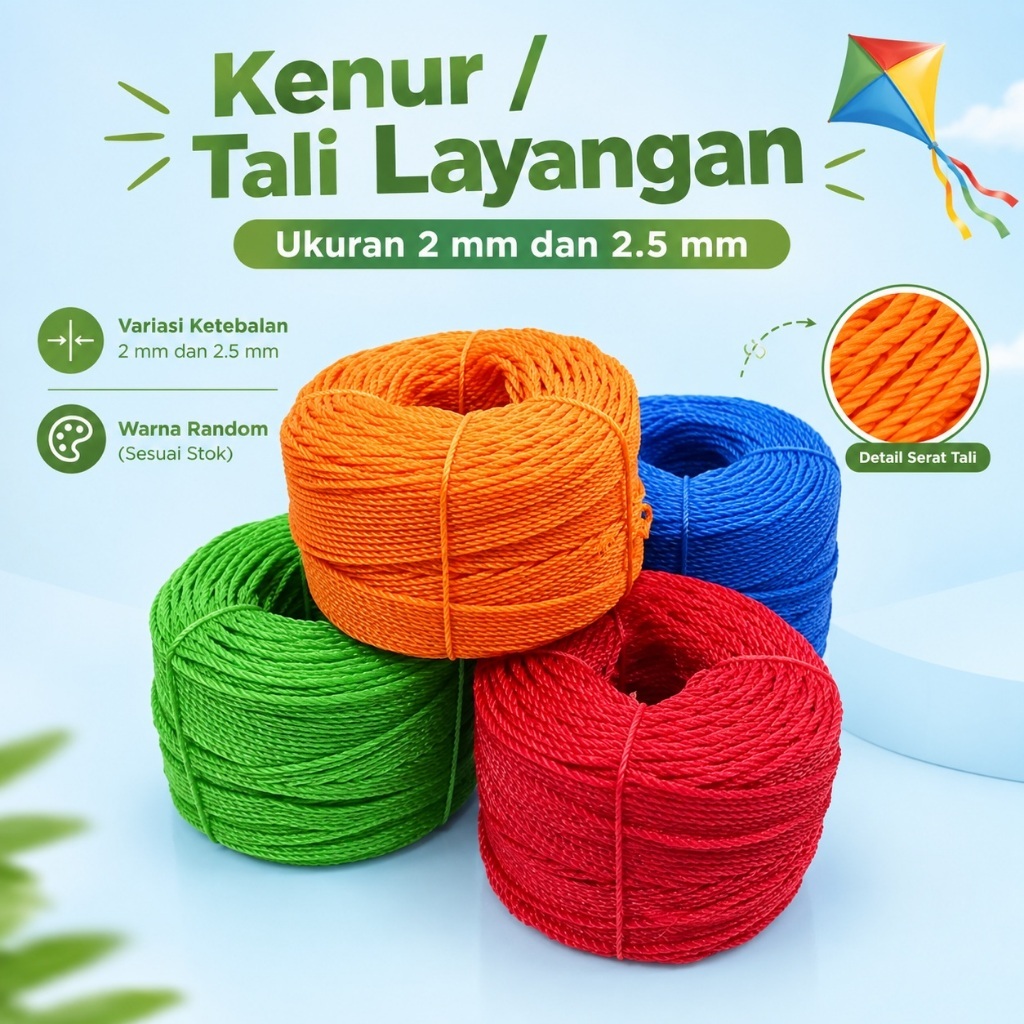 Kenur / Tali Layangan Ukuran  2mm dan 2.5mm