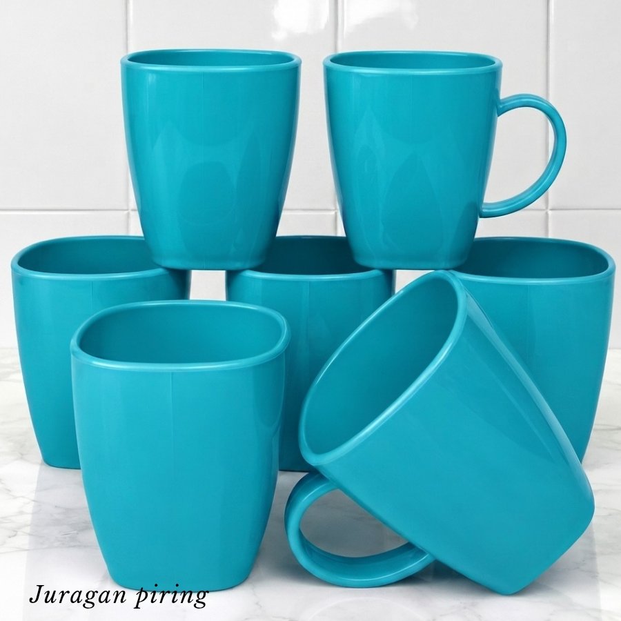 GELAS CANGKIR MELAMIN GAGANG ATAU GELAS KOPI TEH GAGANG ISI 6 PCS