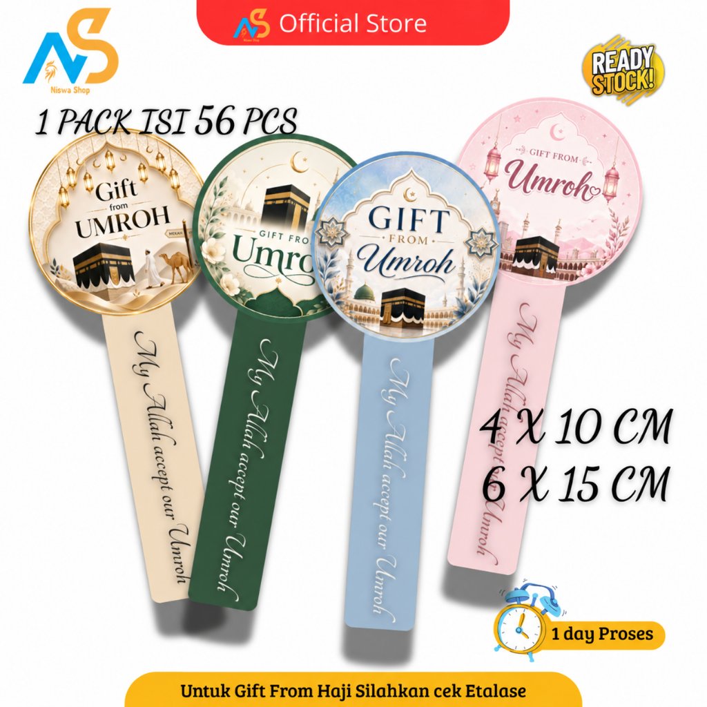 [Isi 56 PCS] Stiker Terimakasih Umroh - Stiker Segel Umroh - Stiker Gift Umroh - Stiker Lidah Gift U