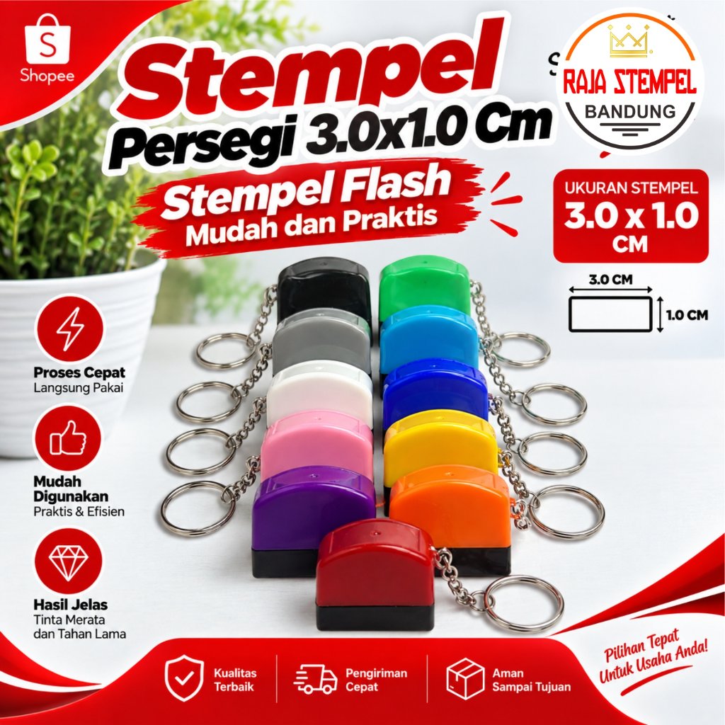 STEMPEL FLASH OTOMATIS GANTUNGAN KUNCI KECIL PRAKTIS UKURAN 3X1CM STAMPEL VOCER STEMPLE NAMA PERAWAT
