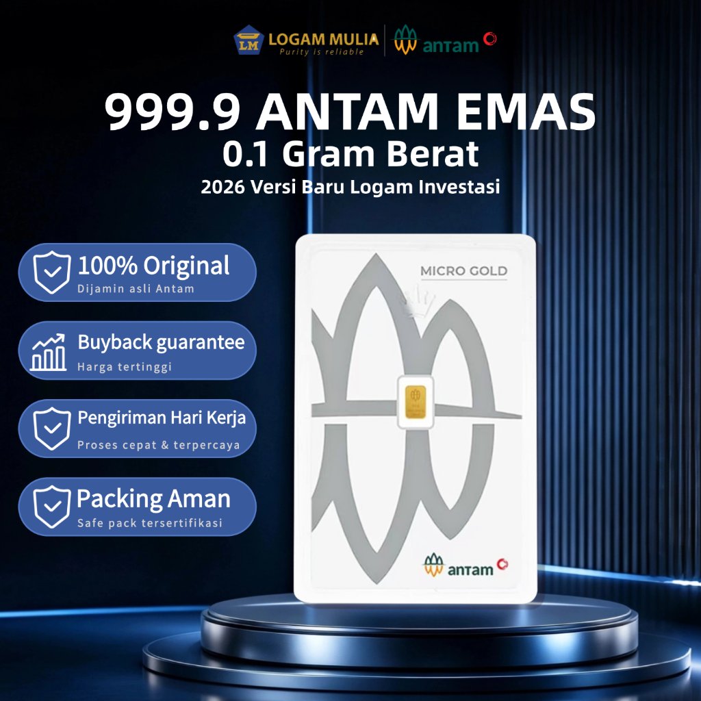 Emas Batangan Antam 0.1 Gram Certicard Logam Mulia LM Antam