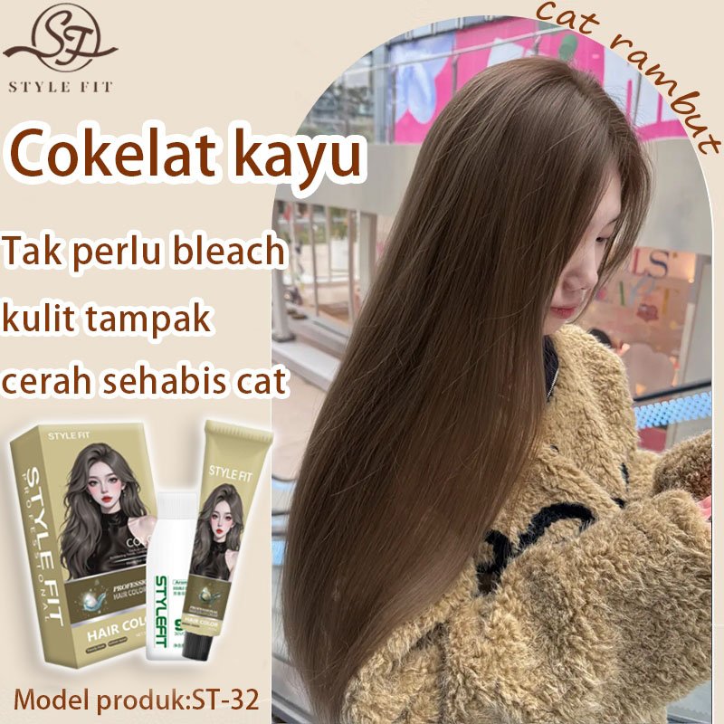 [Beli 100ml gratis 100ml]STYLE FIT pewarna rambut Coklat cool *200ML Tidak Perlu Bleach,Membuat kuli