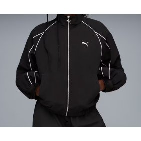 Jaket Puma Tracktop Piping Unisex / Jaket Olahraga Puma Track Jacket Hitam Maroon Premium