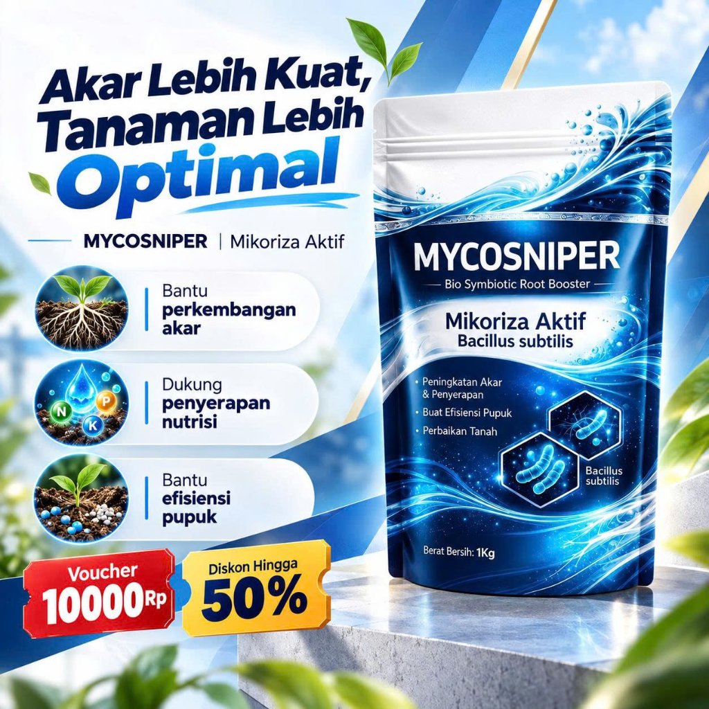 MYCOSNIPER Mikoriza Premium + Bacillus subtilis 1 Kg | Pelebat Akar, Perlindungan Tanaman & Perakara
