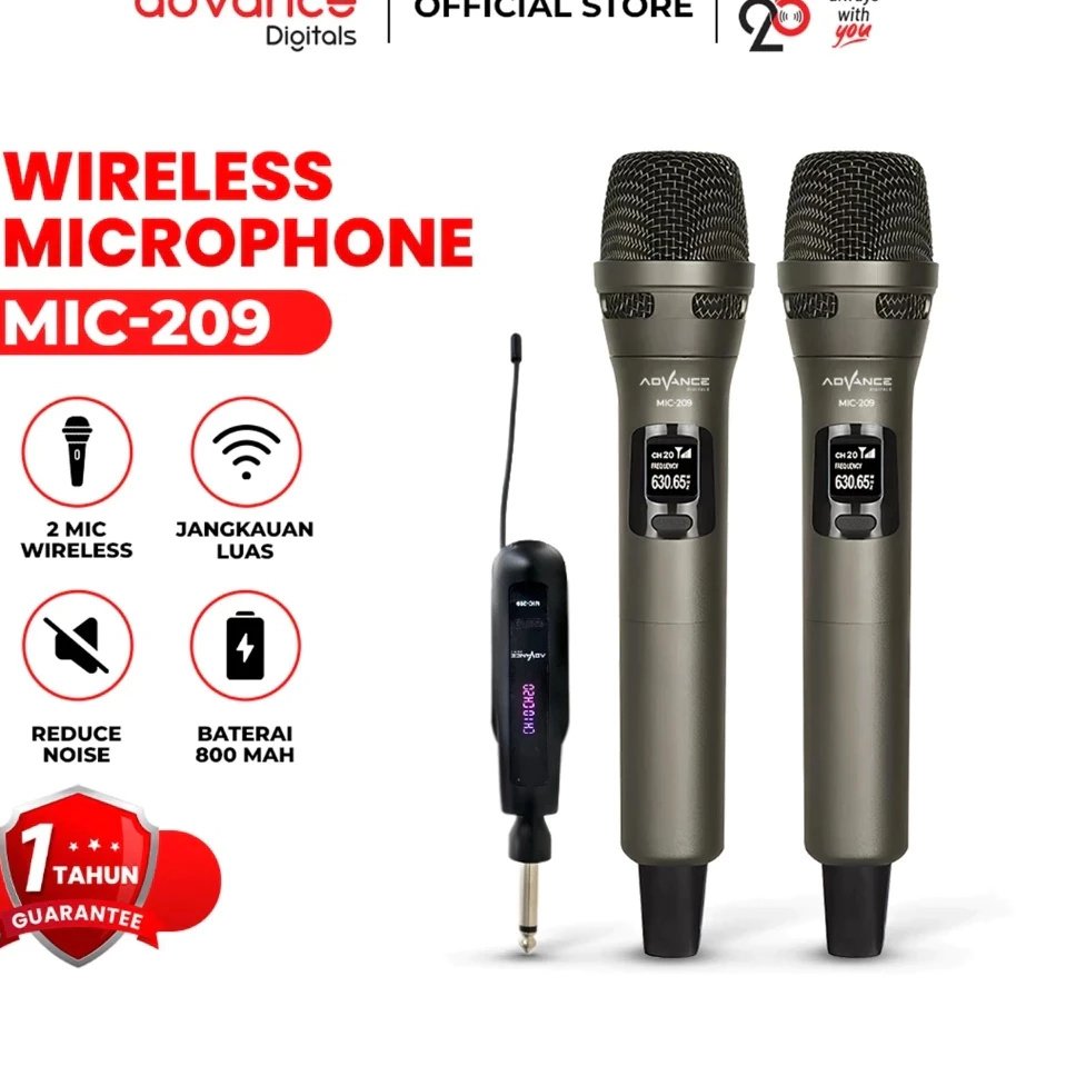 Mic Wireless / Microphone Wireless ADVANCE MIC-209 / Mic Ori / MIC Double KARAOKE / Microphone Karok