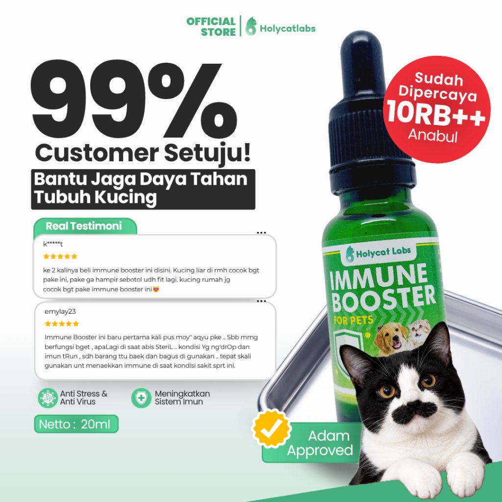 Holycatlabs Immune Booster Vitamin Imun dan Anti Virus Kucing dan Anjing isi 20ml